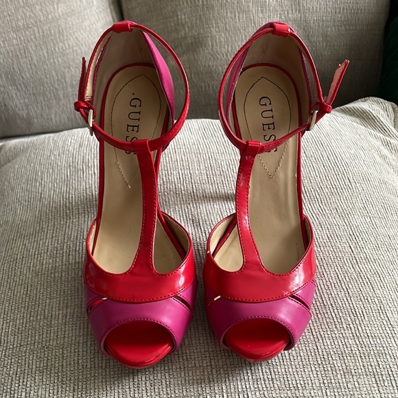 Guess Retro T-strap Peep-toe Heels - Picture 3 of 4